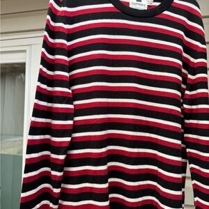 Topman Burgundy and Black Striped Crewneck